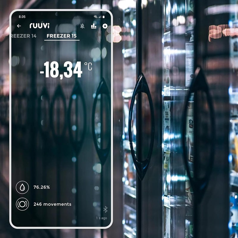 RuuviTag Pro 3 في 1 جهاز استشعار درجة الحرارة اللاسلكي بلوتوث (°C/°F)، رطوبة الهواء وحركة. تنبيهات وتاريخ. تطبيقات مجانية لأندرويد/iOS. يتكامل مع فيكترون، هومي، ومساعد المنزل. صنع في أوروبا. - Image 3